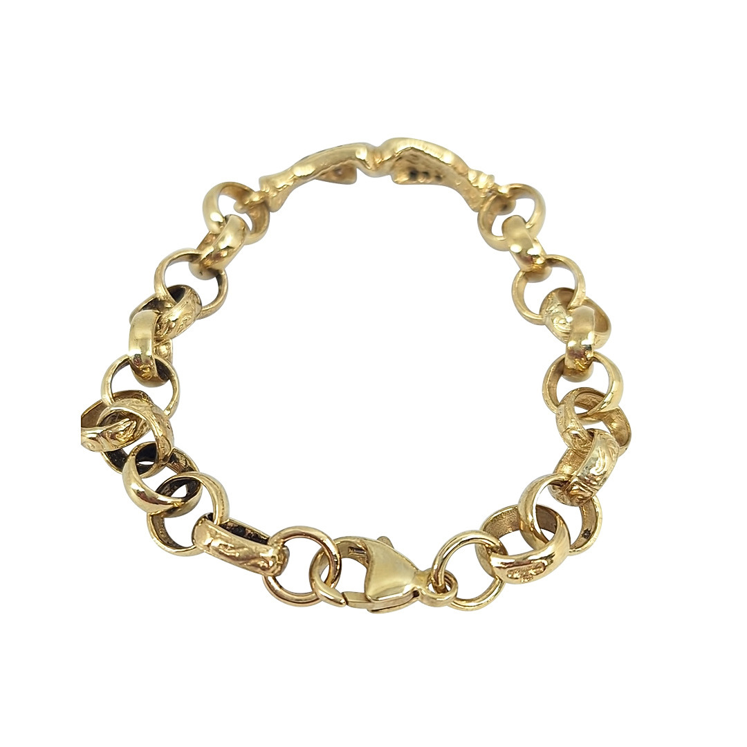 9ct Yellow Gold Child CZ Boxing Glove Bracelet 6.5"