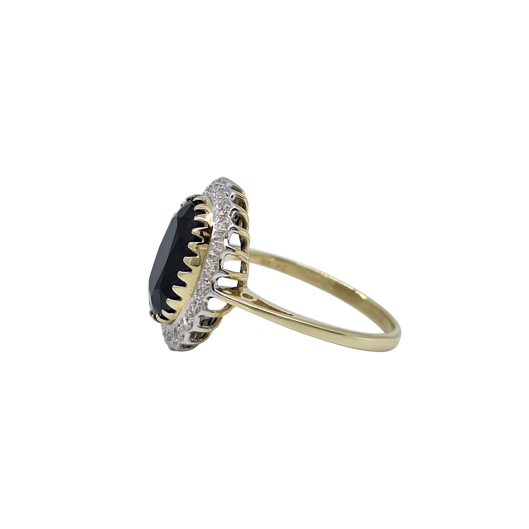 9ct Yellow Gold Sapphire & Diamond Cluster Ring