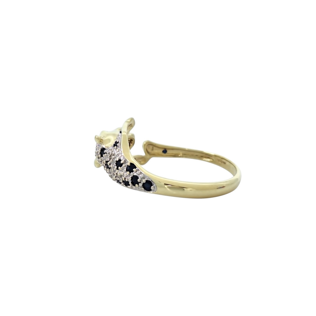9ct Yellow Gold Sapphire Panther Ring