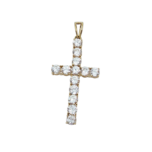 9ct Yellow Gold CZ Cross Pendant