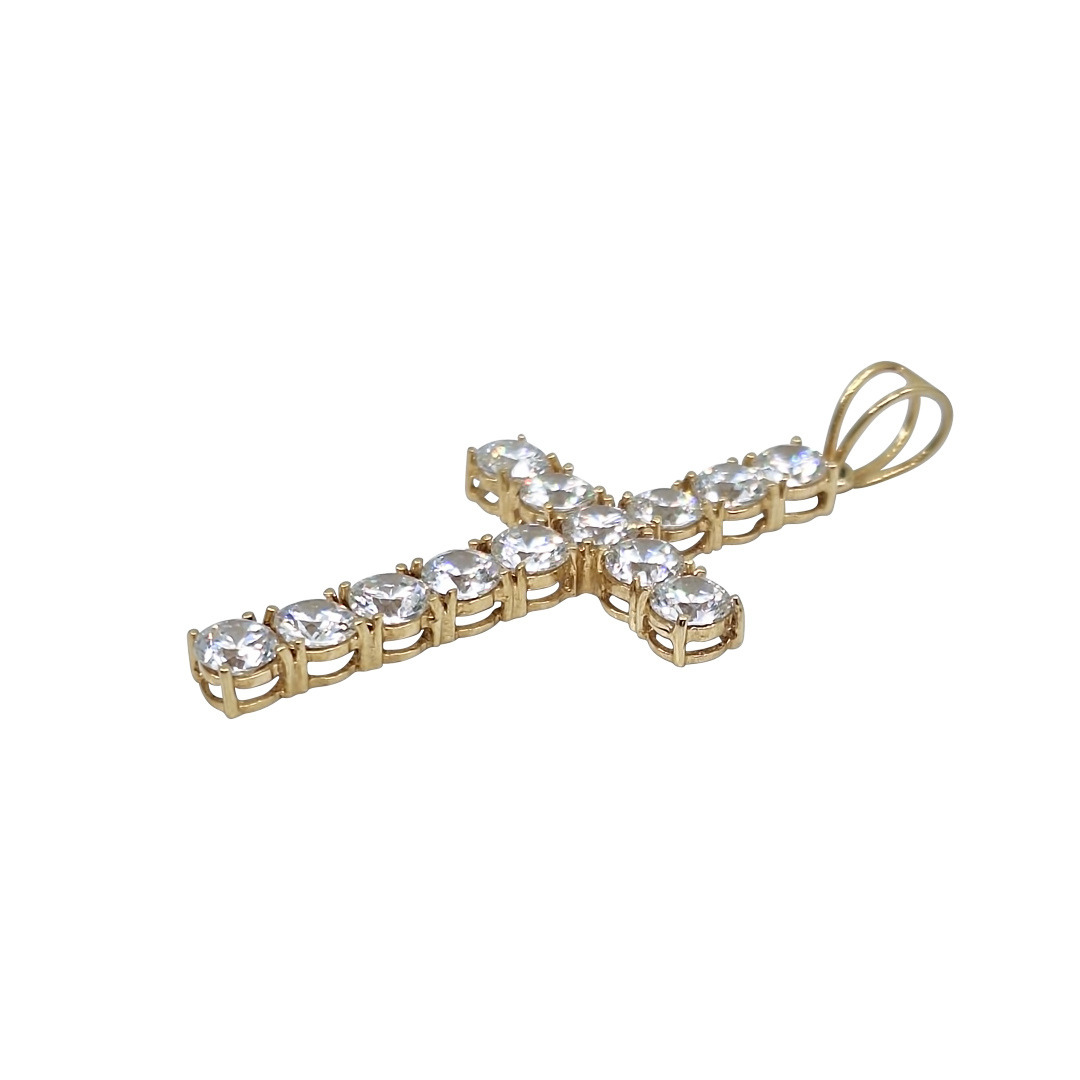 9ct Yellow Gold CZ Cross Pendant