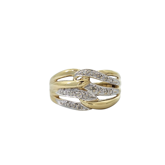 9ct Yellow Gold Diamond Set Crossover Ring