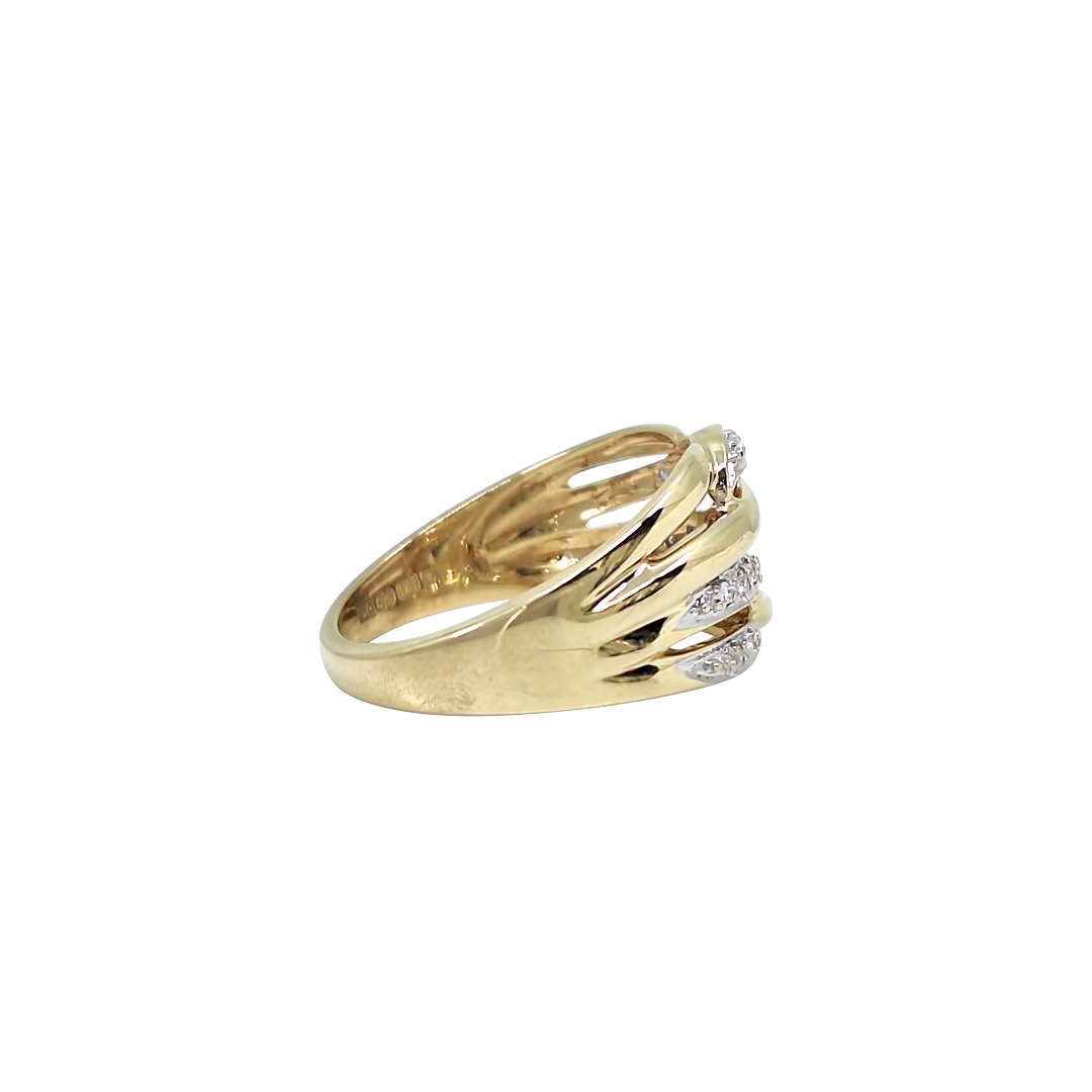 9ct Yellow Gold Diamond Set Crossover Ring