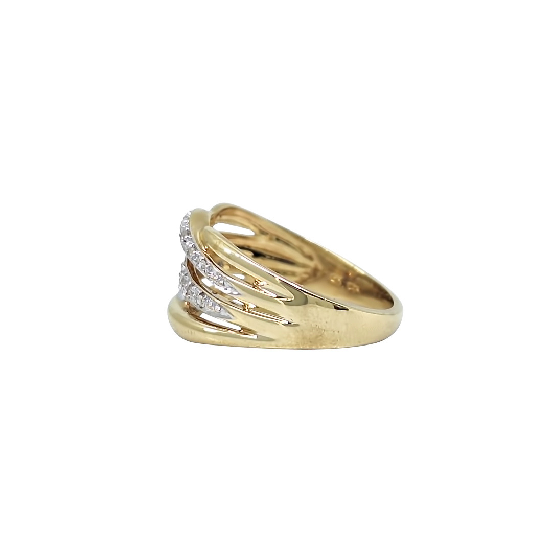 9ct Yellow Gold Diamond Set Crossover Ring