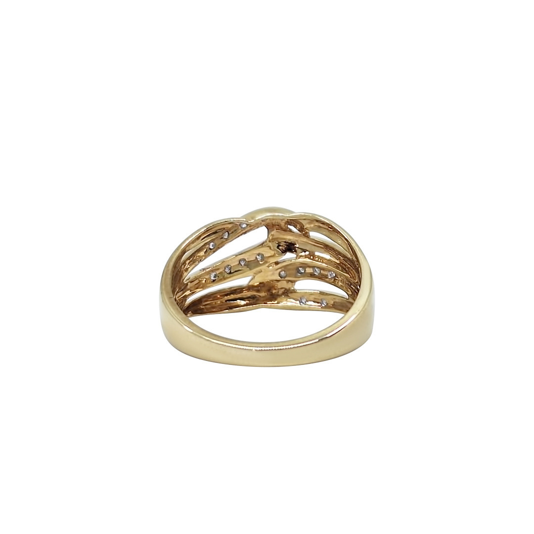 9ct Yellow Gold Diamond Set Crossover Ring