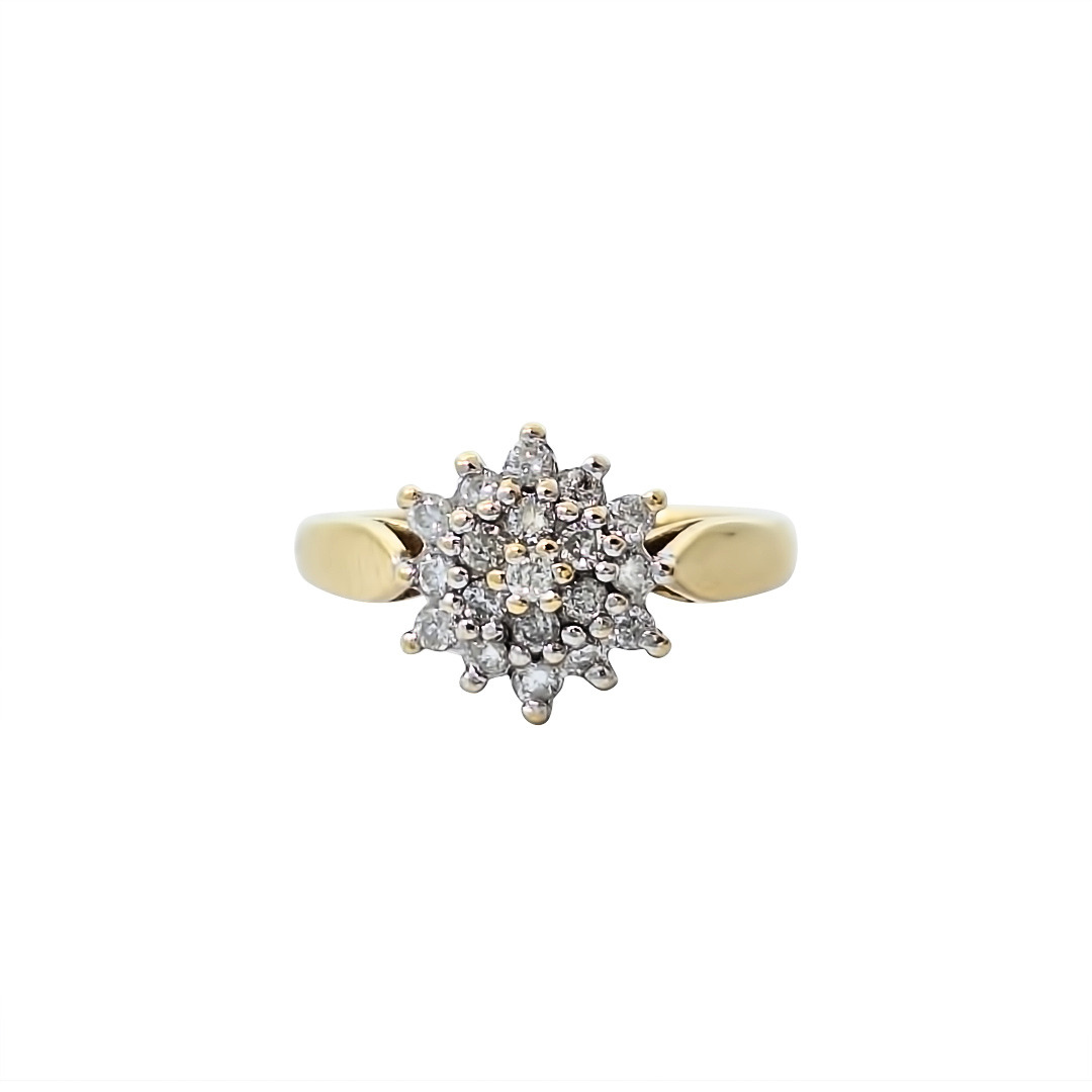 9ct Yellow Gold Diamond Cluster Ring 0.25ct