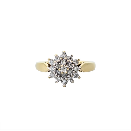 9ct Yellow Gold Diamond Cluster Ring 0.25ct