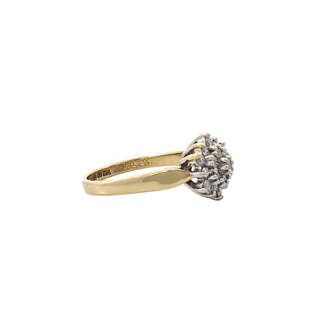 9ct Yellow Gold Diamond Cluster Ring 0.25ct
