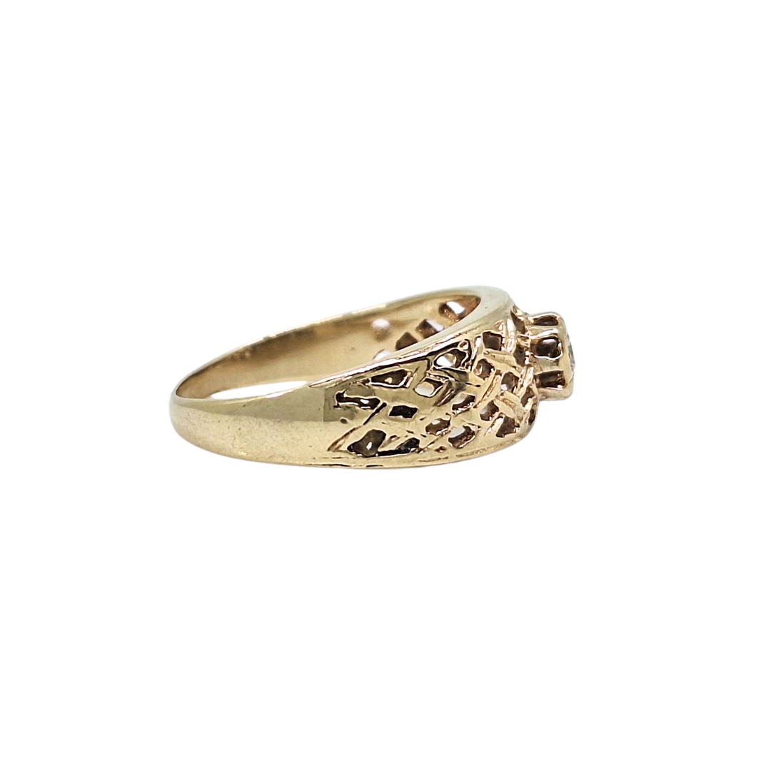 9ct Yellow Gold Diamond Lattice Ring