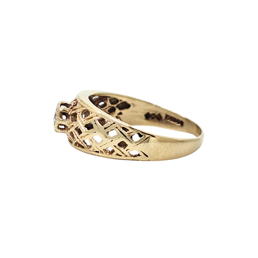 9ct Yellow Gold Diamond Lattice Ring