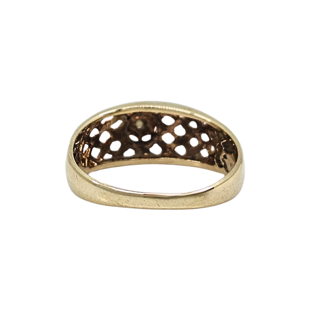 9ct Yellow Gold Diamond Lattice Ring