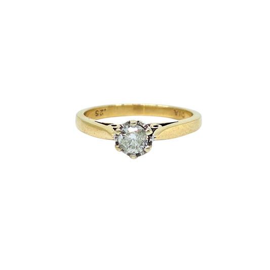 9ct Yellow Gold Diamond Solitaire Ring 0.25ct