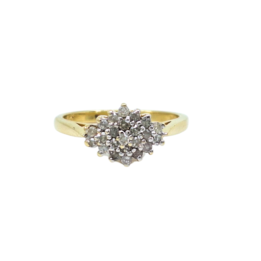 9ct Yellow Gold Diamond Cluster Ring 0.25ct