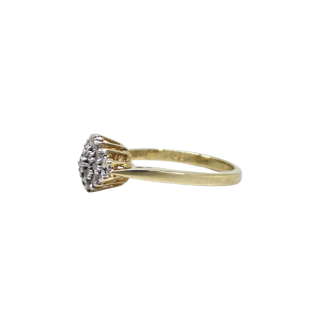 9ct Yellow Gold Diamond Cluster Ring 0.25ct