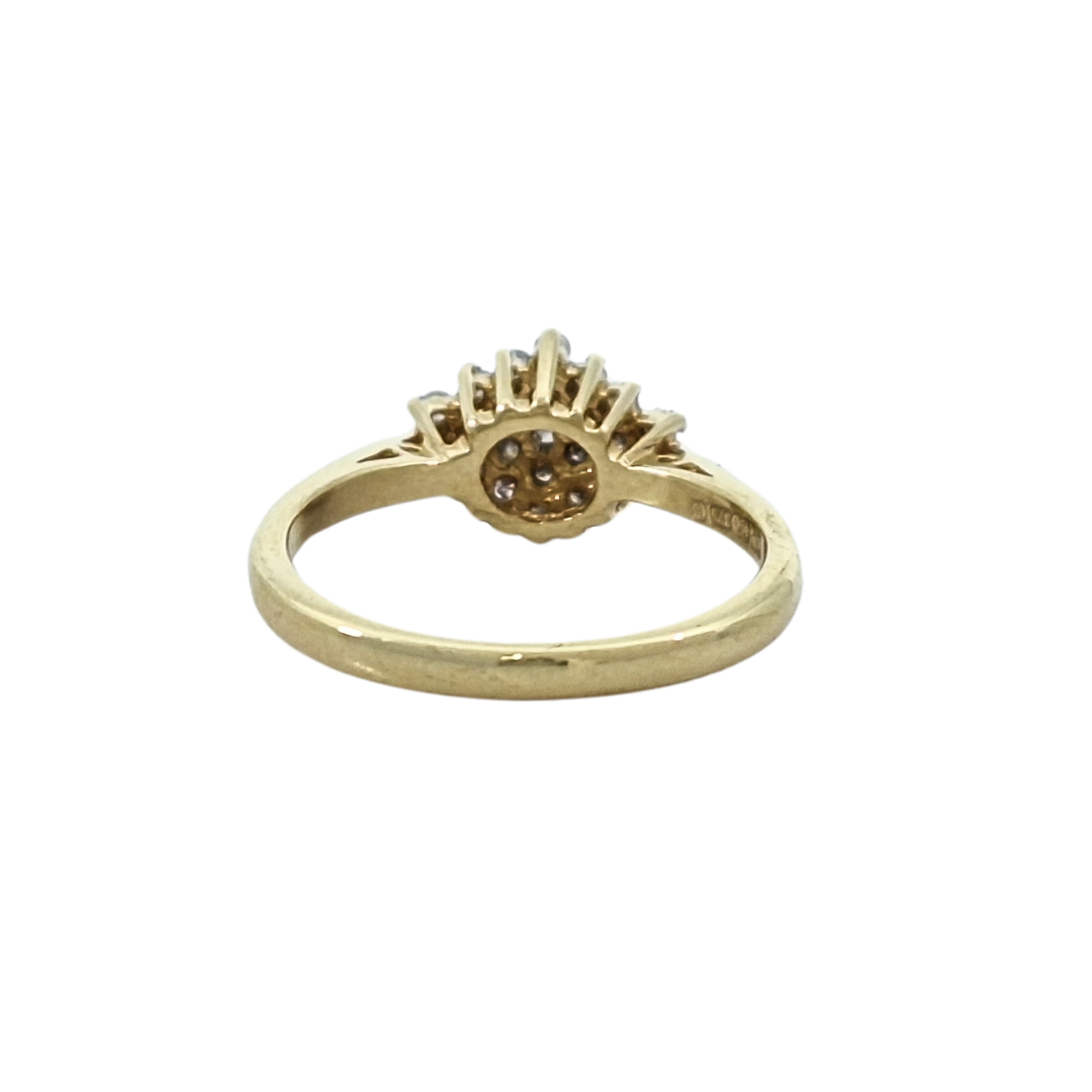 9ct Yellow Gold Diamond Cluster Ring 0.25ct