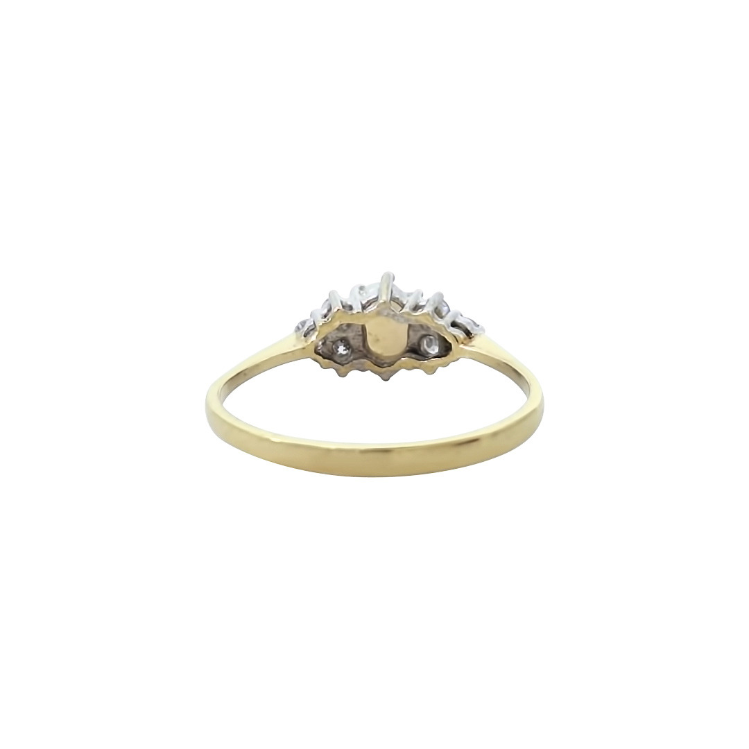 9ct Yellow Gold Opal & CZ Trefoil Ring