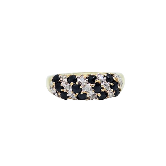 9ct Yellow Gold Sapphire & Diamond Band Ring