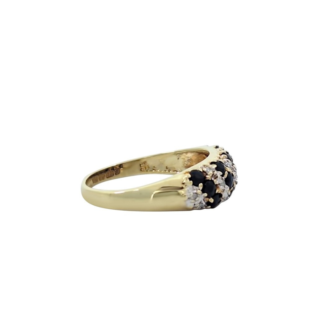 9ct Yellow Gold Sapphire & Diamond Band Ring