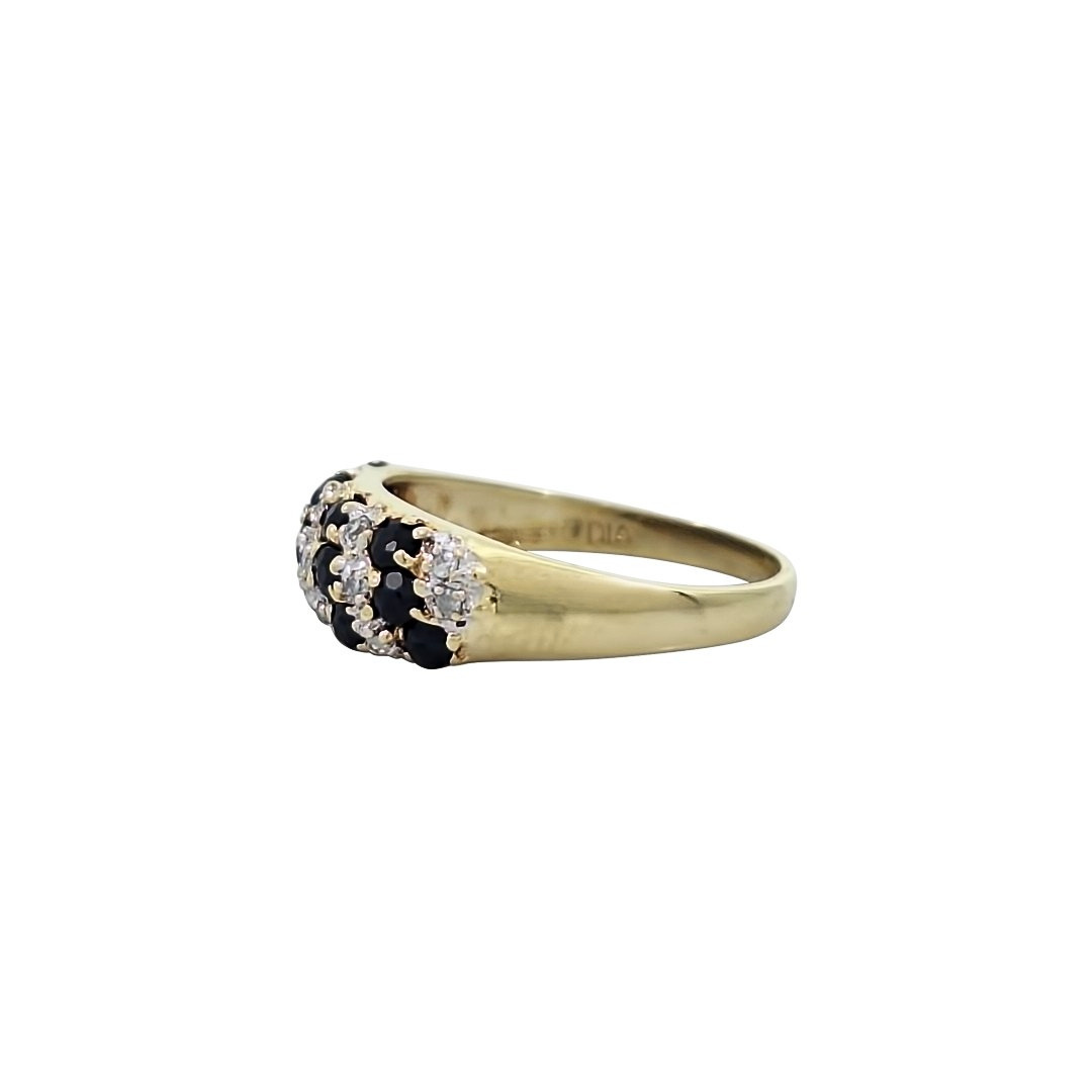 9ct Yellow Gold Sapphire & Diamond Band Ring