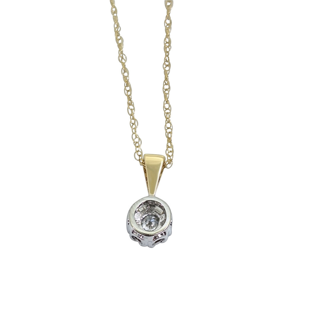 9ct Yellow Gold Diamond Illusion Set Pendant