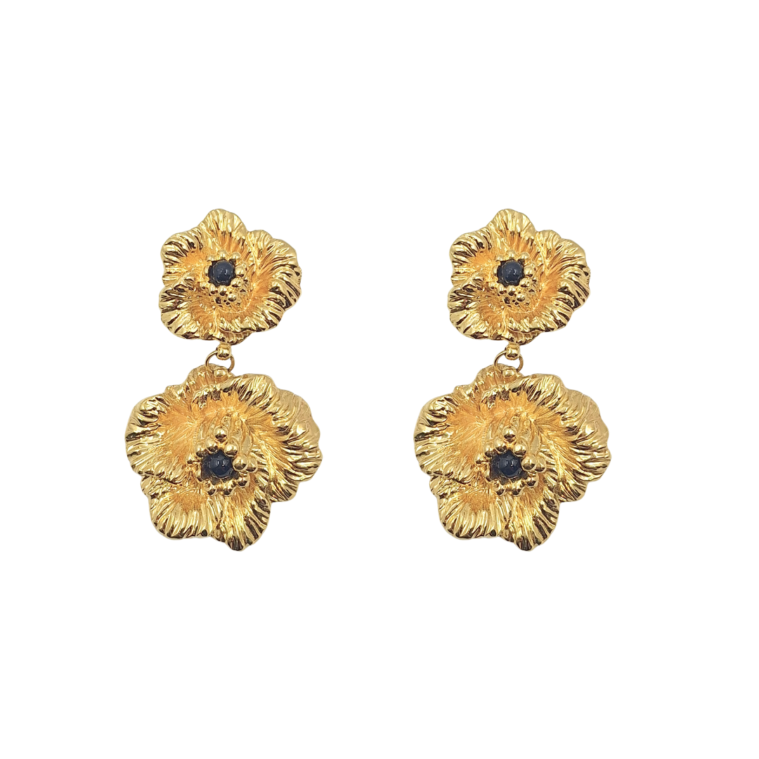 18ct Yellow Gold Cabochon Drop Earrings