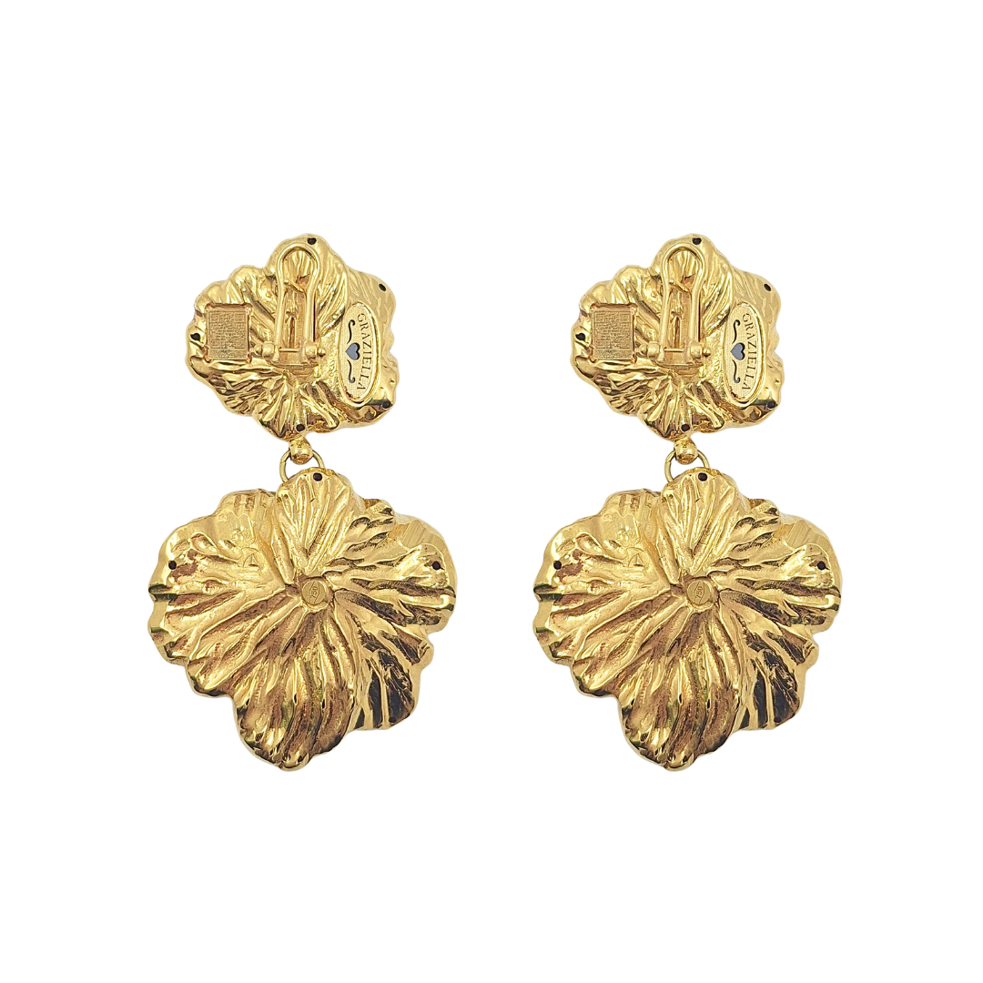 18ct Yellow Gold Cabochon Drop Earrings