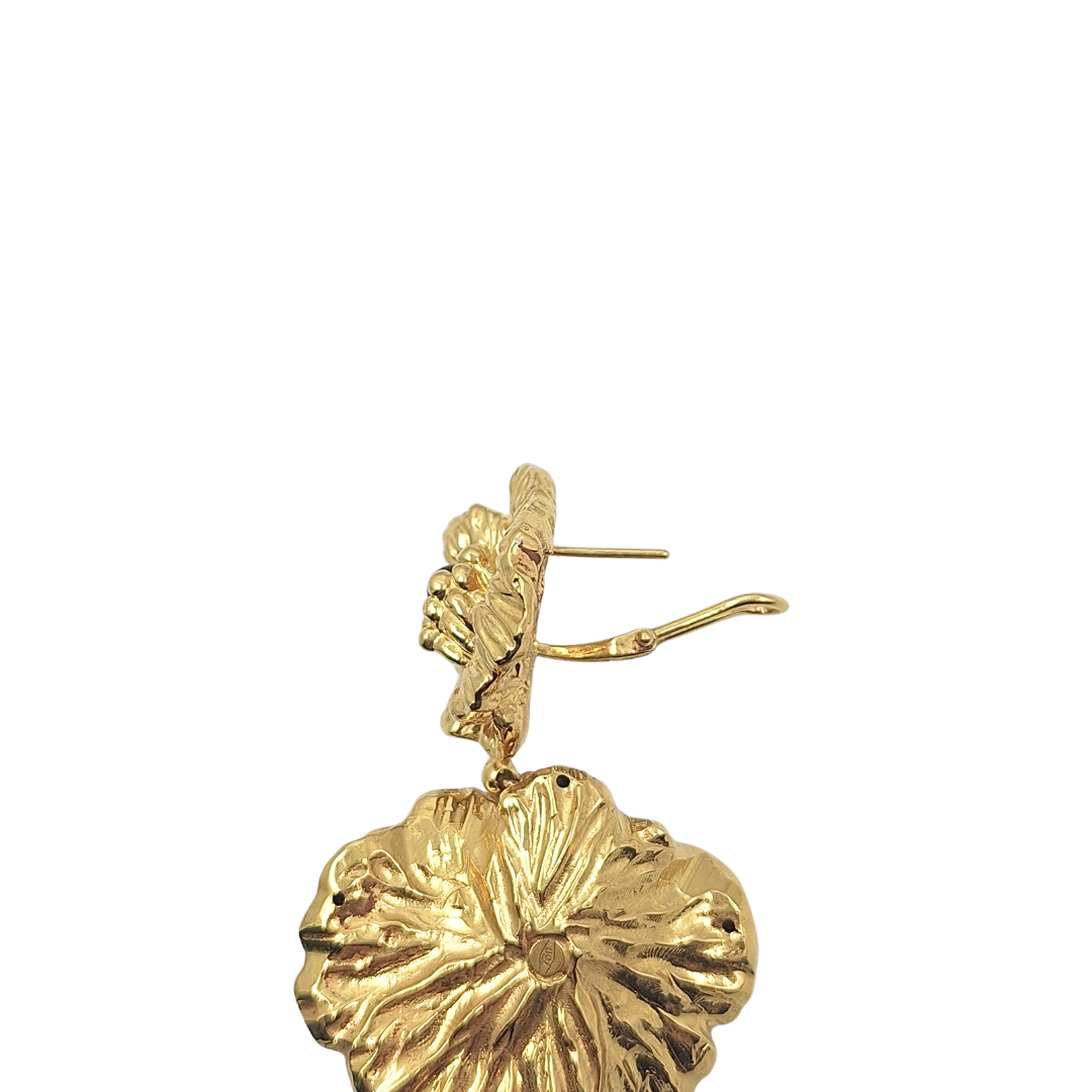 18ct Yellow Gold Cabochon Drop Earrings