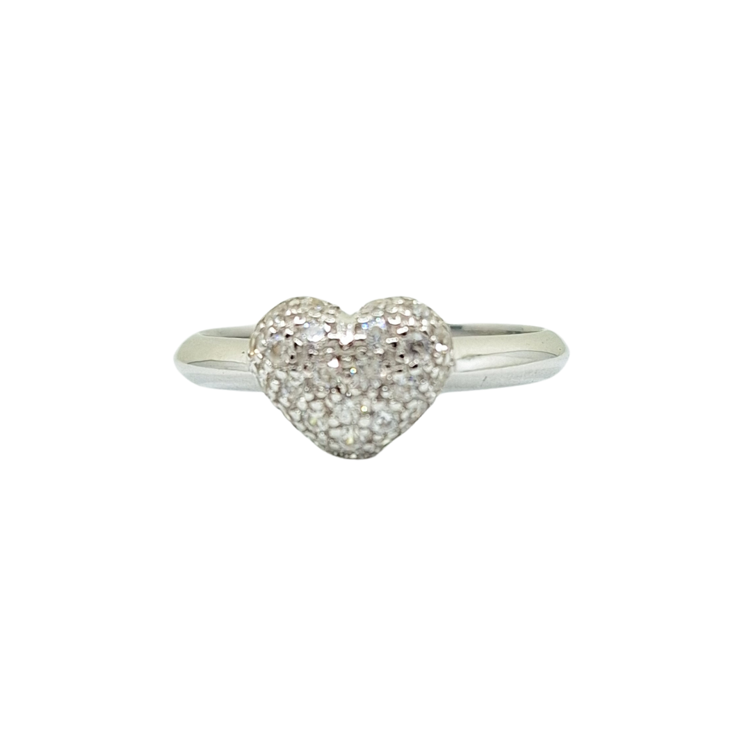Silver Cubic Zirconia Heart Ring