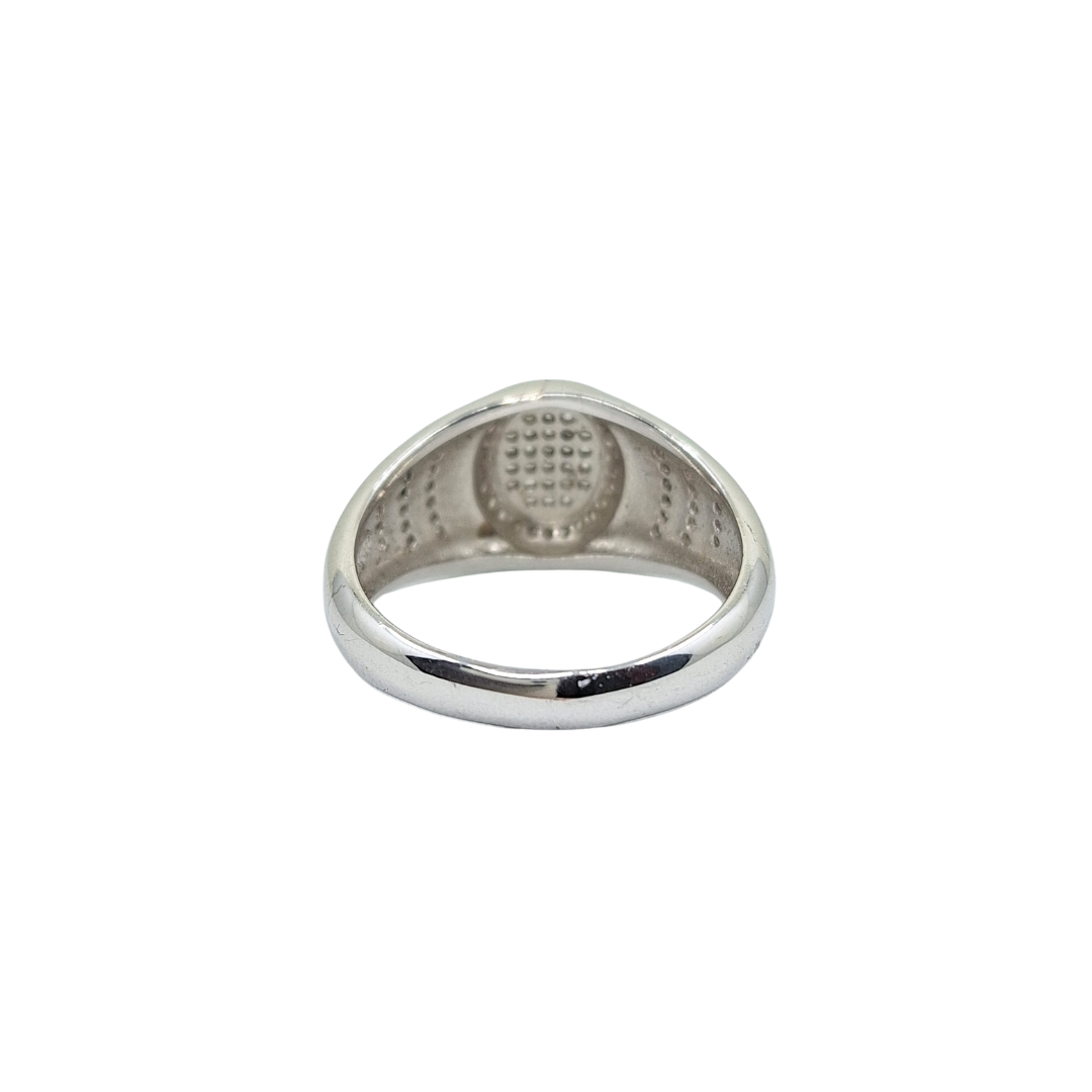 Silver Cubic Zirconia Gents Signet Ring