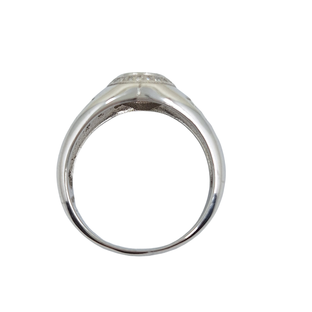 Silver Cubic Zirconia Gents Signet Ring