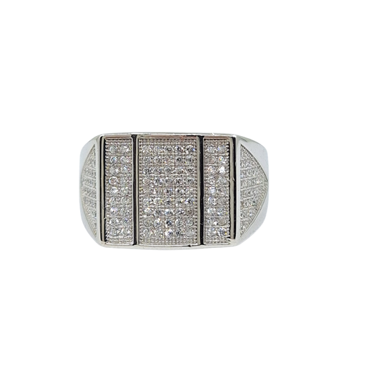 Silver Cubic Zirconia Gents Ring