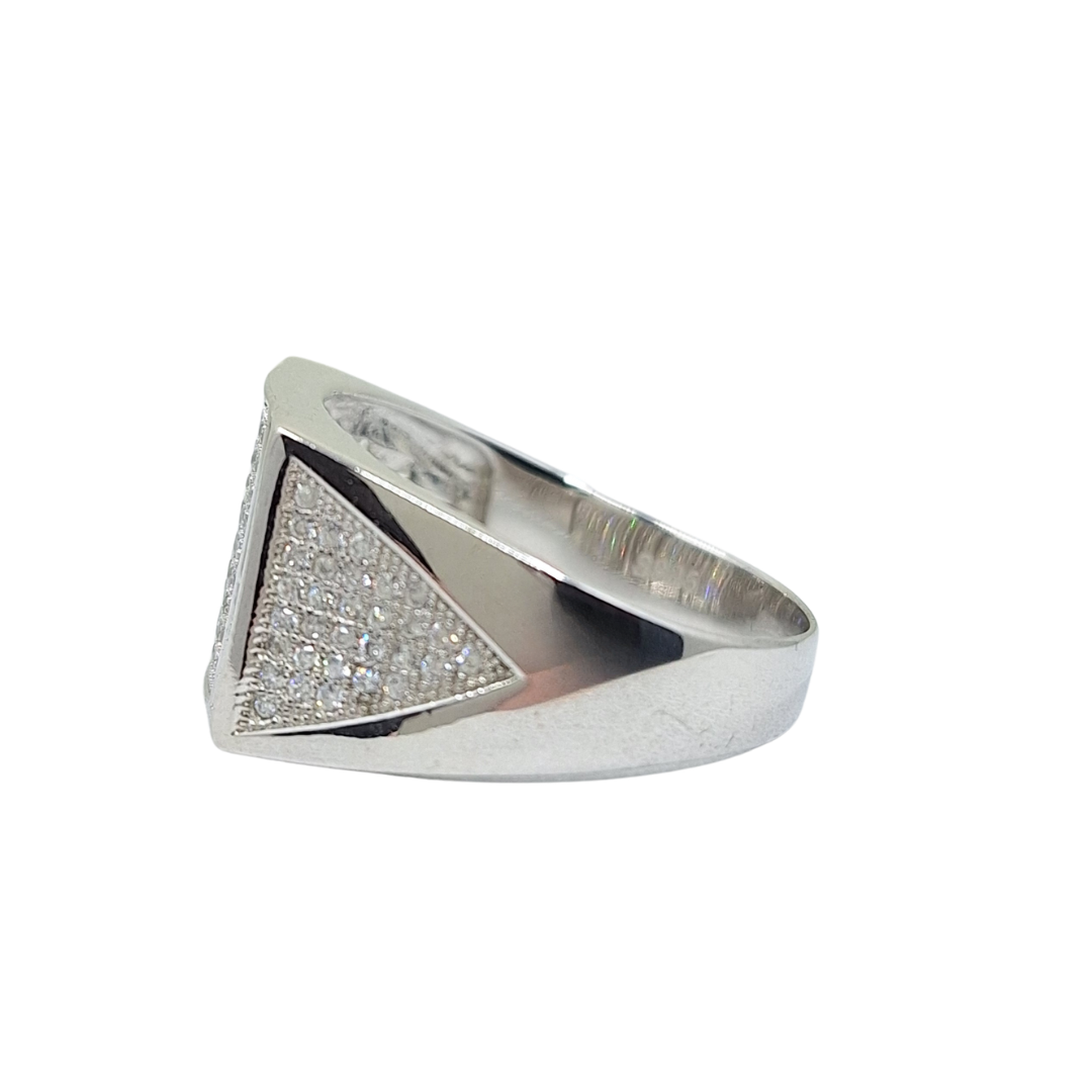 Silver Cubic Zirconia Gents Ring