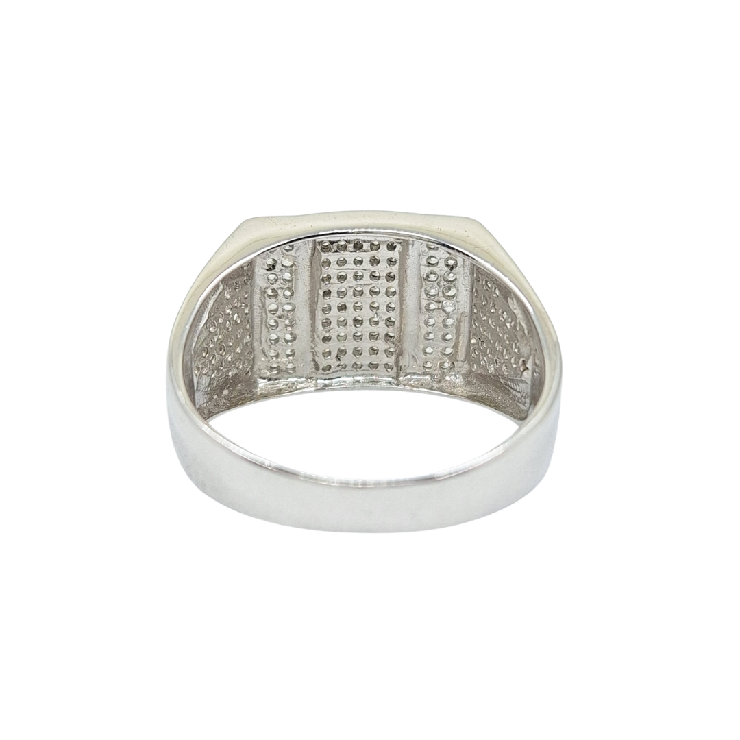 Silver Cubic Zirconia Gents Ring