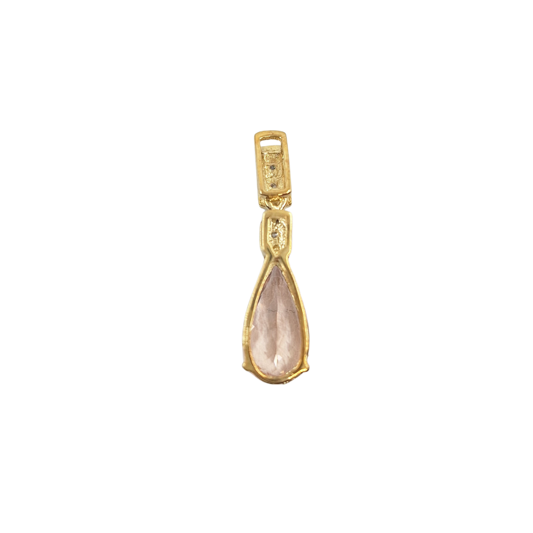 9ct Yellow Gold Mozambique Morganite & Diamond Pendant