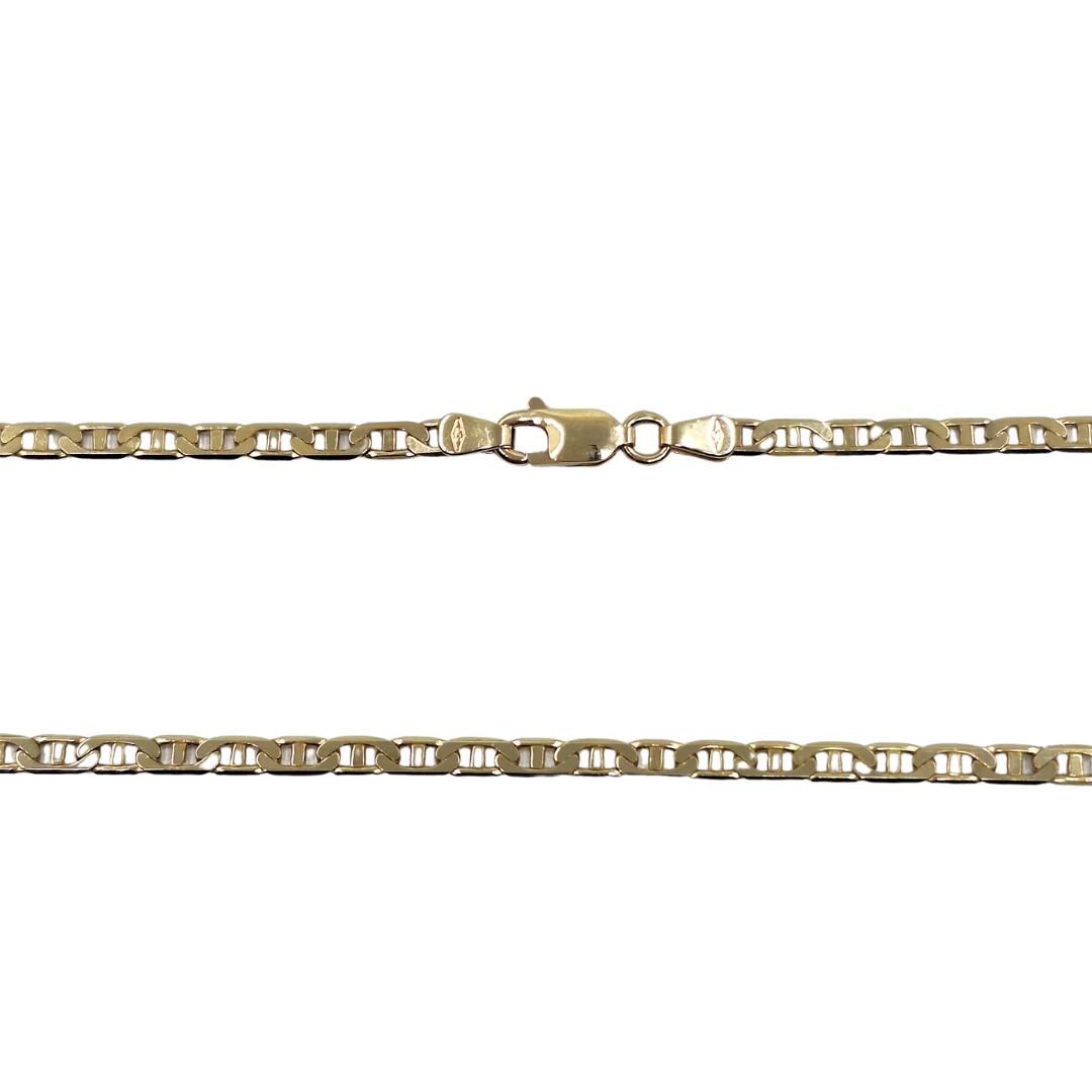 9ct Yellow Gold Hollow Marine Link Chain 18"
