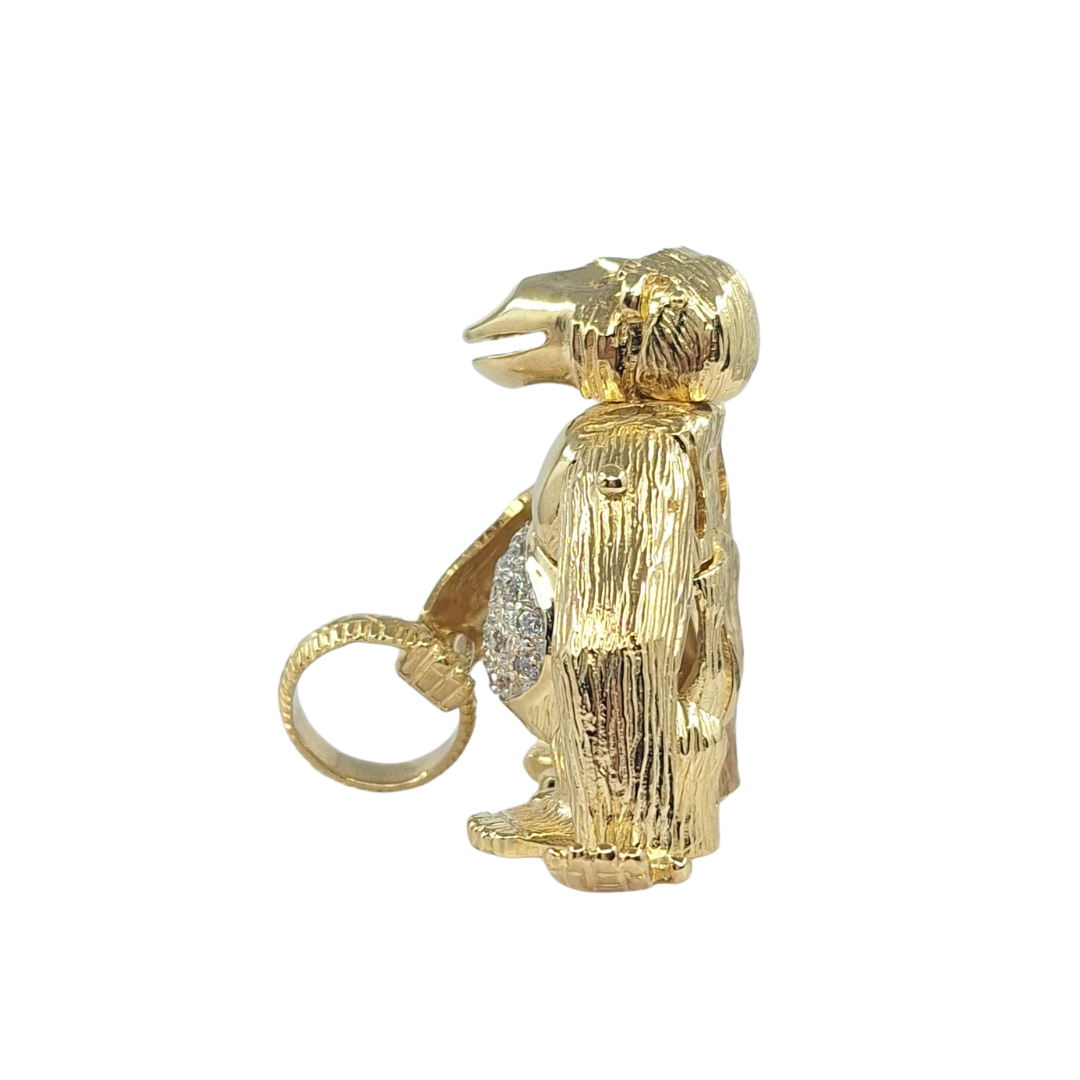9ct Yellow Gold CZ Monkey Pendant