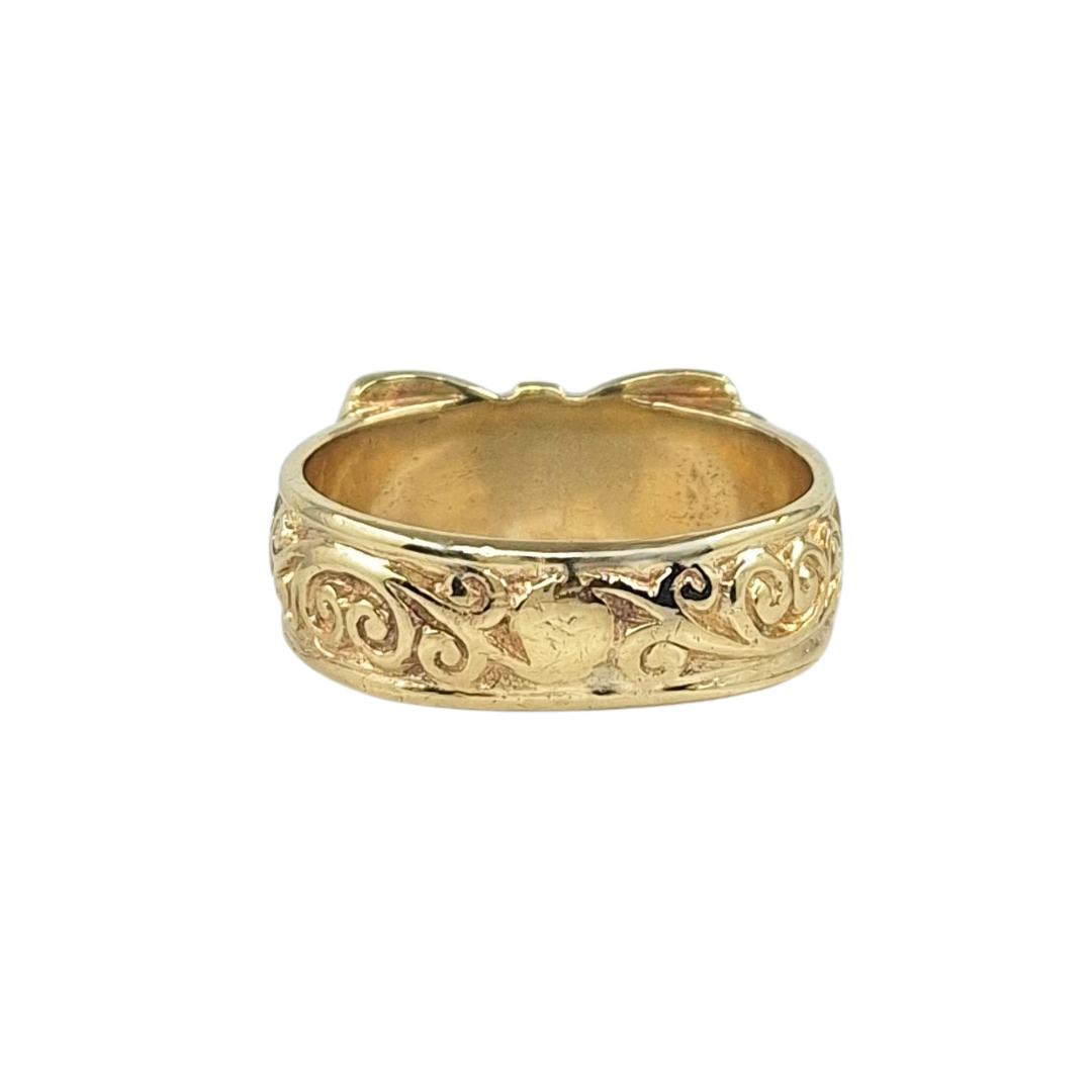 9ct Yellow Gold Patterned Double Buckle Ring
