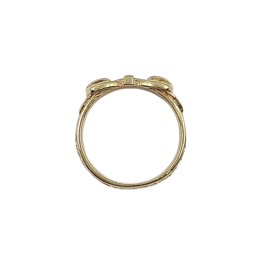 9ct Yellow Gold Patterned Double Buckle Ring