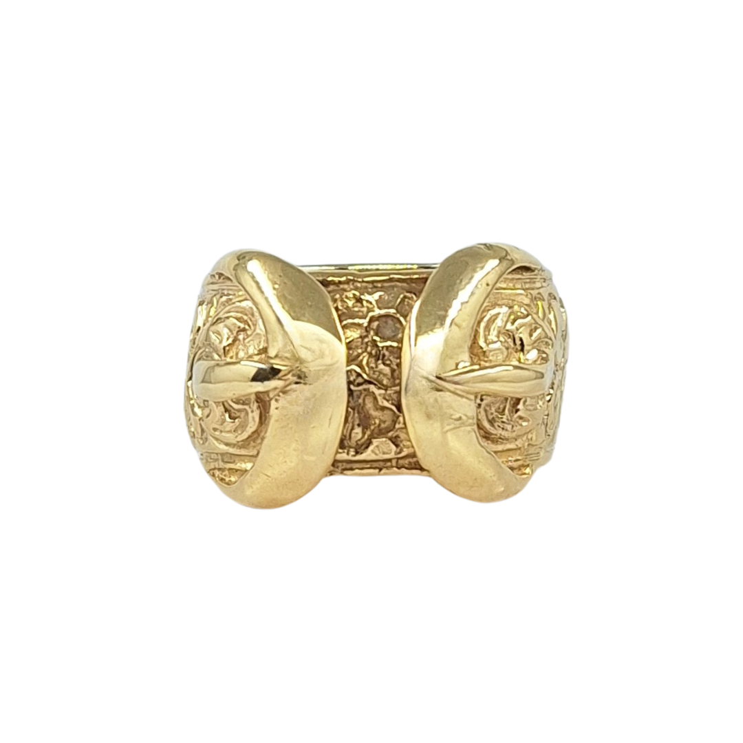 9ct Yellow Gold Double Buckle Ring