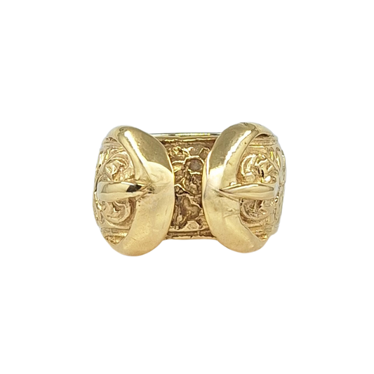9ct Yellow Gold Double Buckle Ring