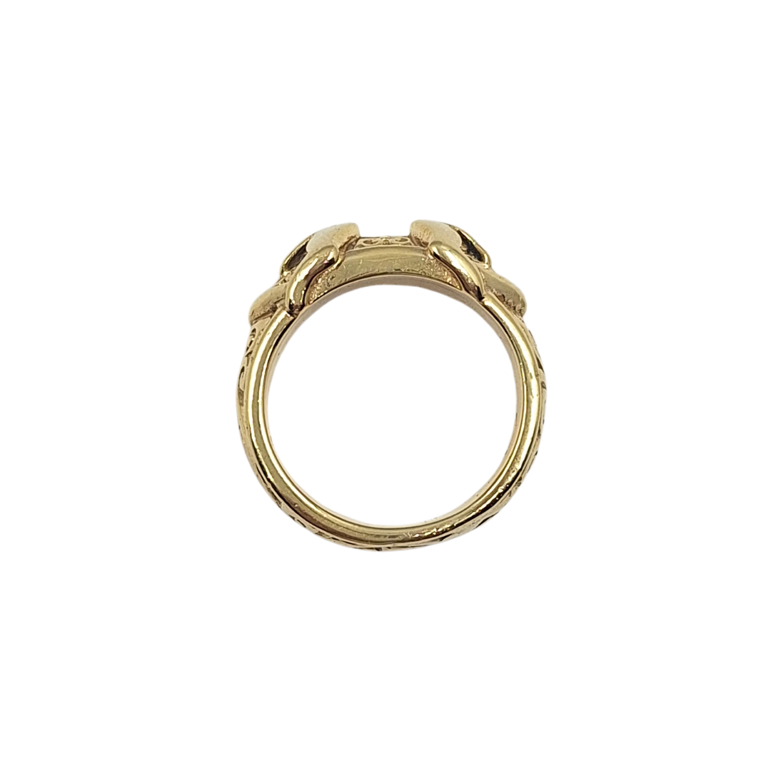 9ct Yellow Gold Patterned Double Buckle Ring