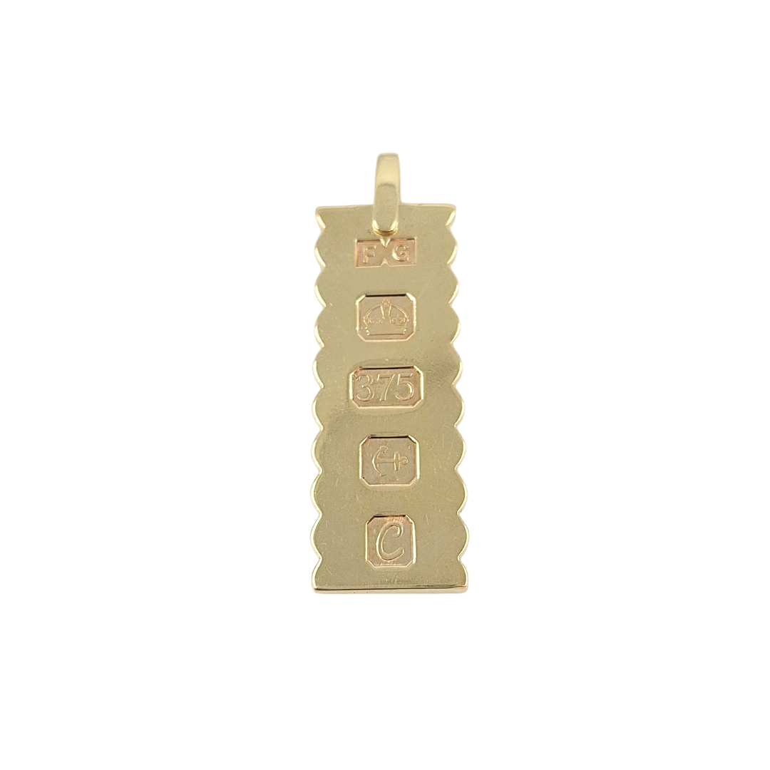 9ct Yellow Gold Scalloped Edge Ingot Pendant