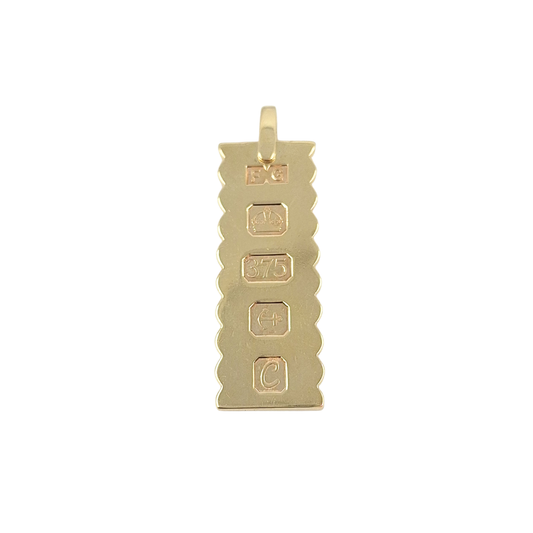9ct Yellow Gold Scalloped Edge Ingot Pendant