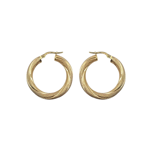 9ct Yellow Gold Twist Hoop Earrings