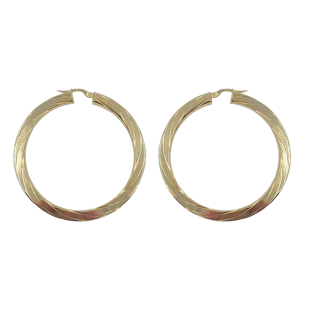 9ct Yellow Gold Engraved Hoop Earrings