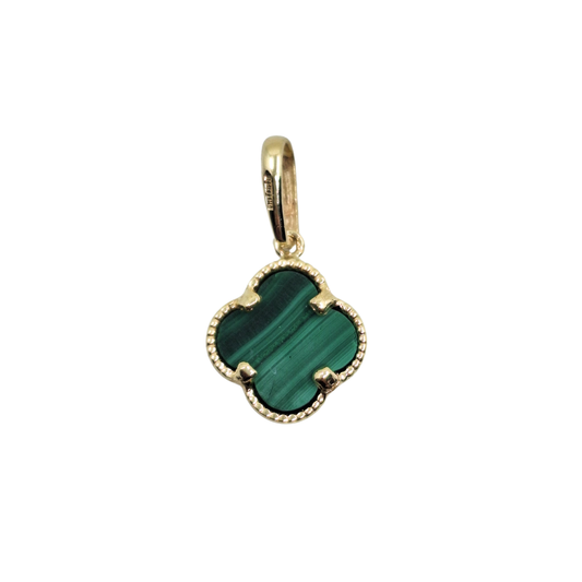 9ct Yellow Gold Malachite Clover Pendant