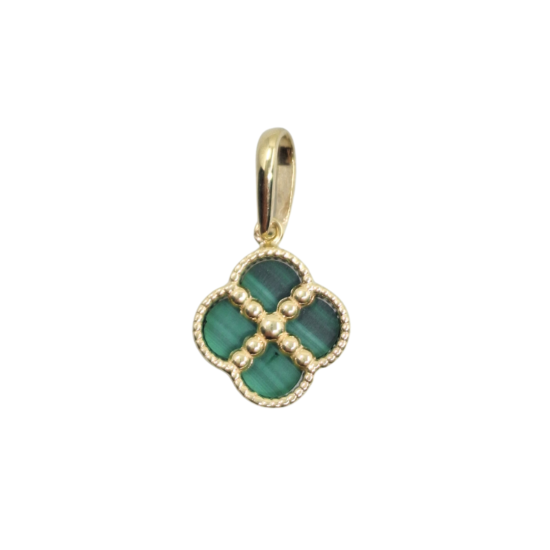 9ct Yellow Gold Malachite Clover Pendant