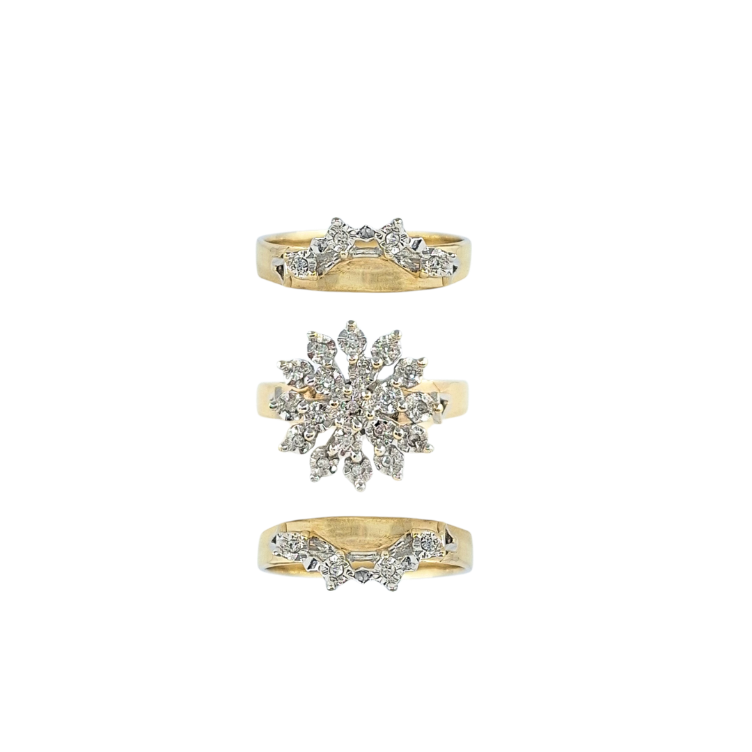 9ct Yellow Gold Diamond Ring Set