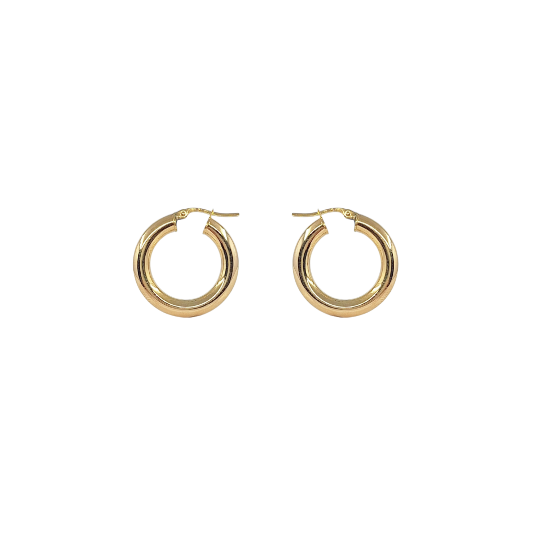 9ct Yellow Gold Tube Hoop Earrings