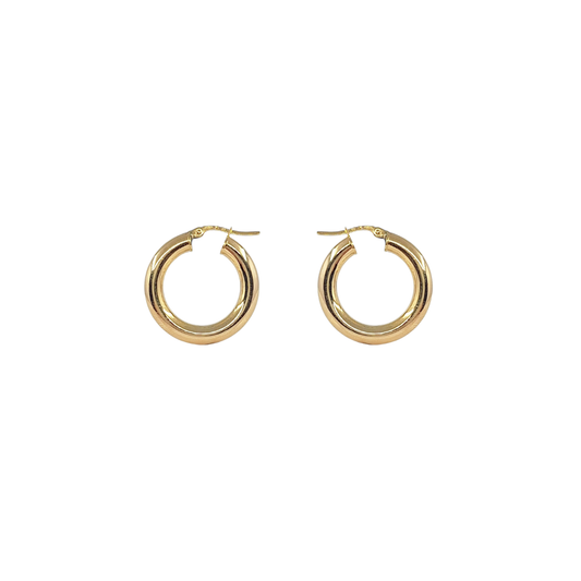 9ct Yellow Gold Tube Hoop Earrings